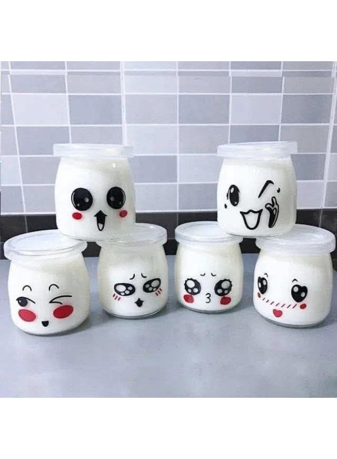 أكواب زجاجية لحفظ الطعام، مصنوعة من الزجاج، مجموعة من 6 قطع، سعة 200 مل - Image 1